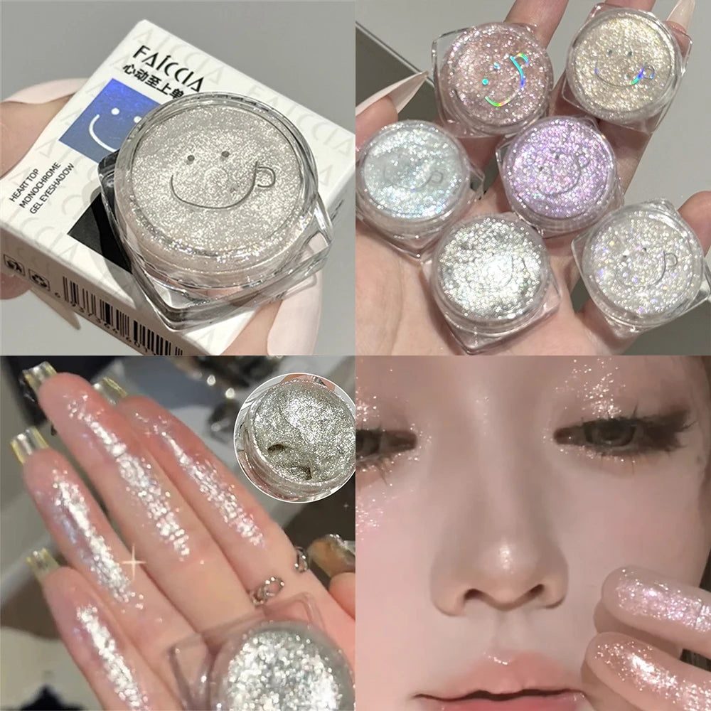 Glitter Highlighter Powder Eyeshadow Gel Fine Sparkling Pearly Diamond Wet Shadow Shimmer Brightening Contouring Makeup Cosmetic Zpaxo