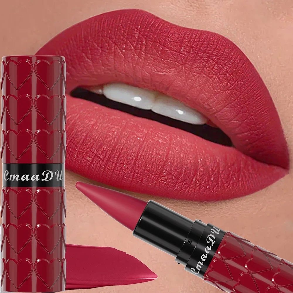 8 Colors of Velvet Matte Lipstick Pen Waterproof Long-lasting Easy-to-Apply Tapered Pointed Rotating Moisturize Lip Gloss Makeup Zpaxo 07