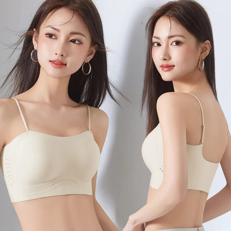Women's Thin Strap Bralette Summer Backless Invisible Camisole Thick