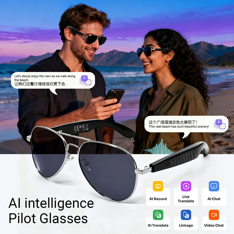 2026 New 800W Pixel Camera Smart Glasses Video Recording AI Photo Recognition Bluetooth Call Voice Translation Sunglasses Man Zpaxo