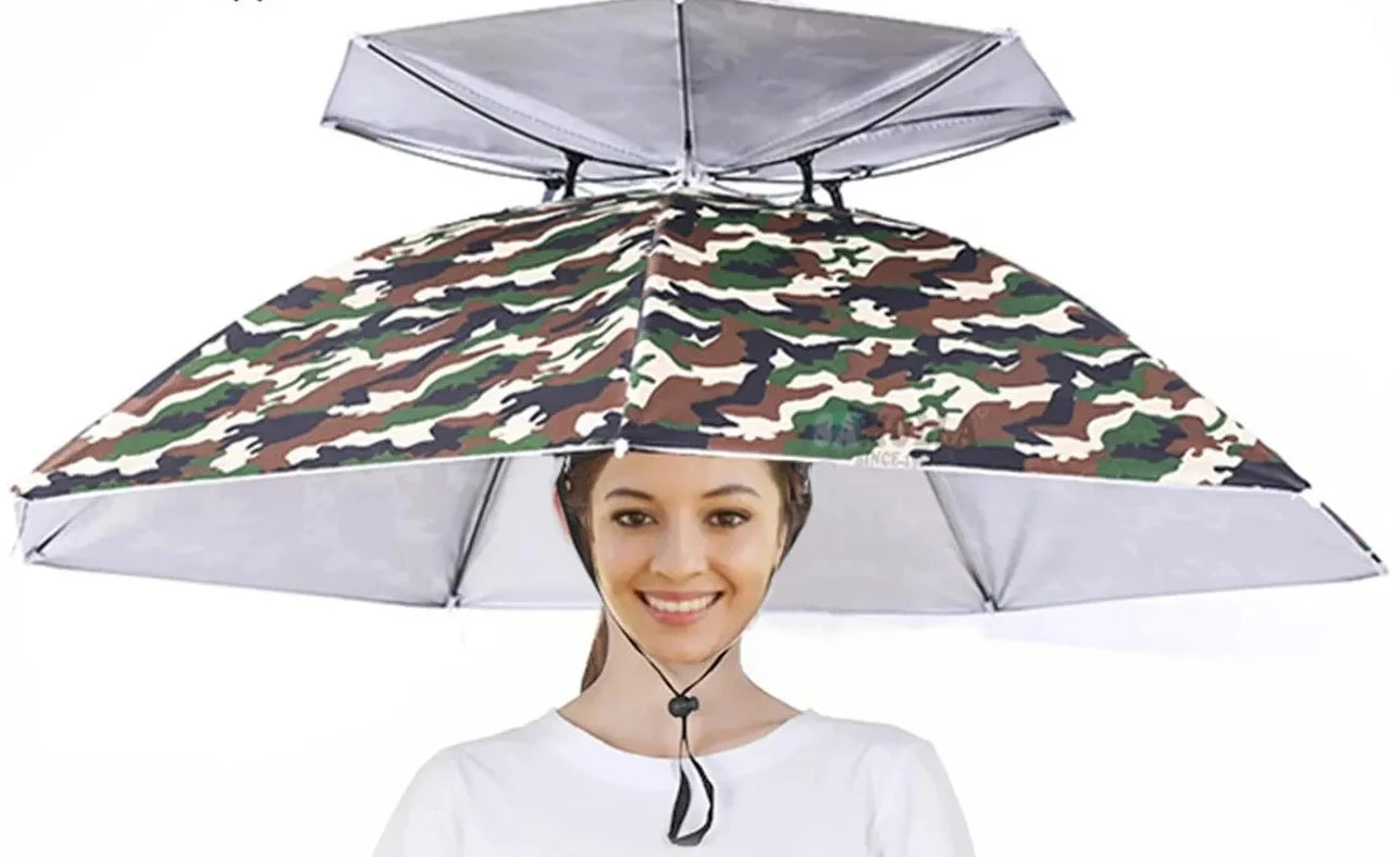Rain Umbrella Hat Foldable Sun Shade Waterproof Fishing Headwear Cap Beach Head Hats Double-Layer UV Protection Sunscreen Zpaxo large j