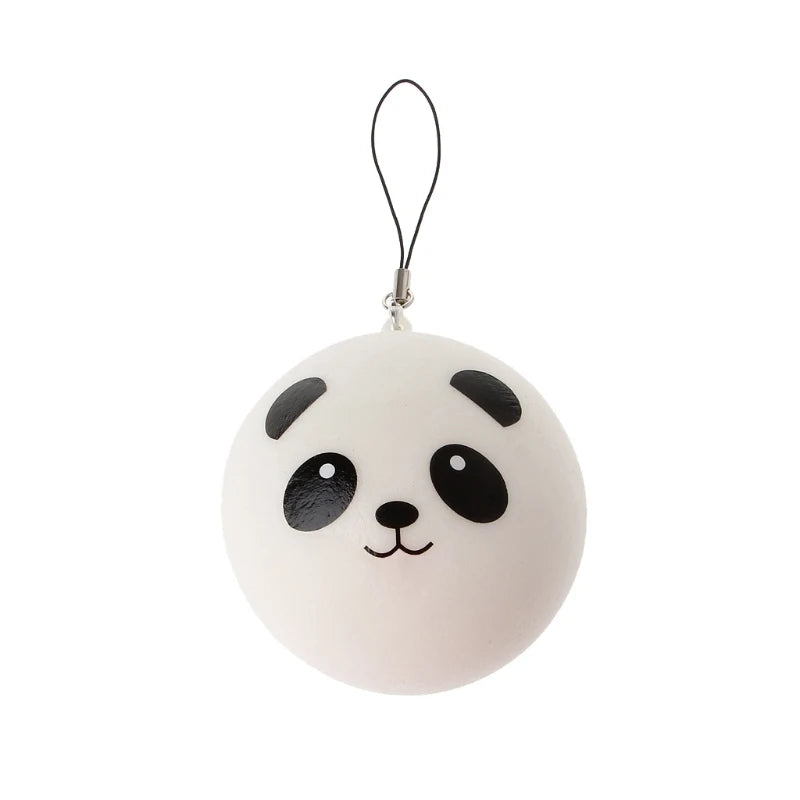 Y1UB Cute Panda Squishy Steamed Bun Bag Phone Pendant Lanyard