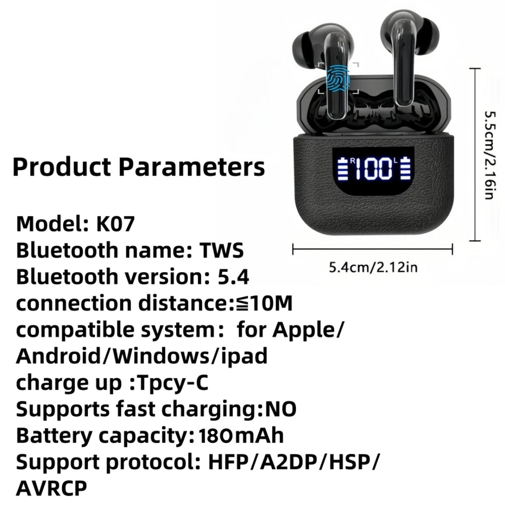 Headphones True Wireless Earbuds 60H Playback Ear Buds Charging Case