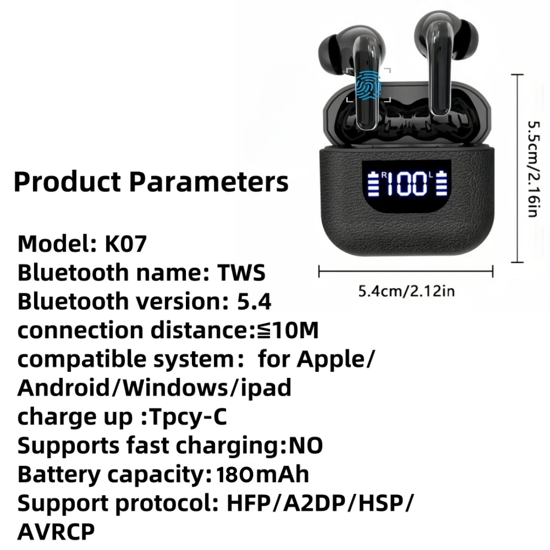 Headphones True Wireless Earbuds 60H Playback Ear Buds Charging Case