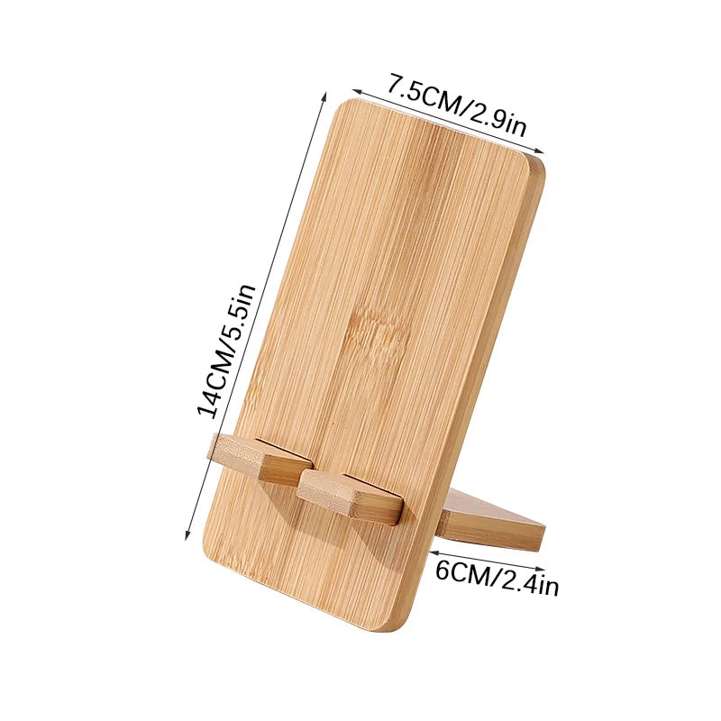 Bamboo Wood Desktop Phone & Tablet Lazy Stand Dock
