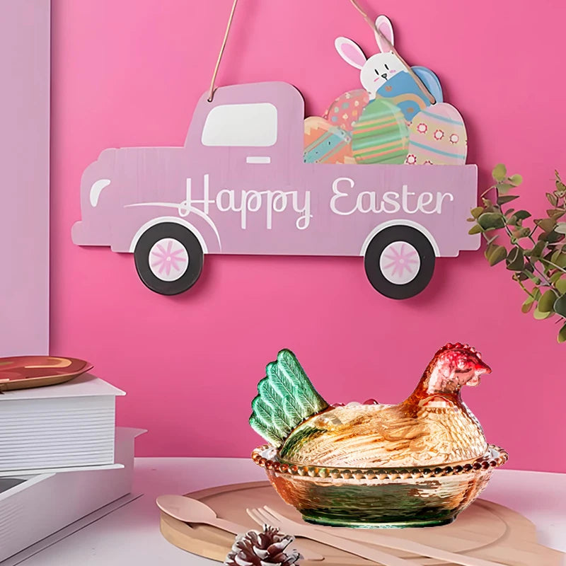 Hen-on-Nest Glass Candy Dish with Lid | Retro Chicken Bowl