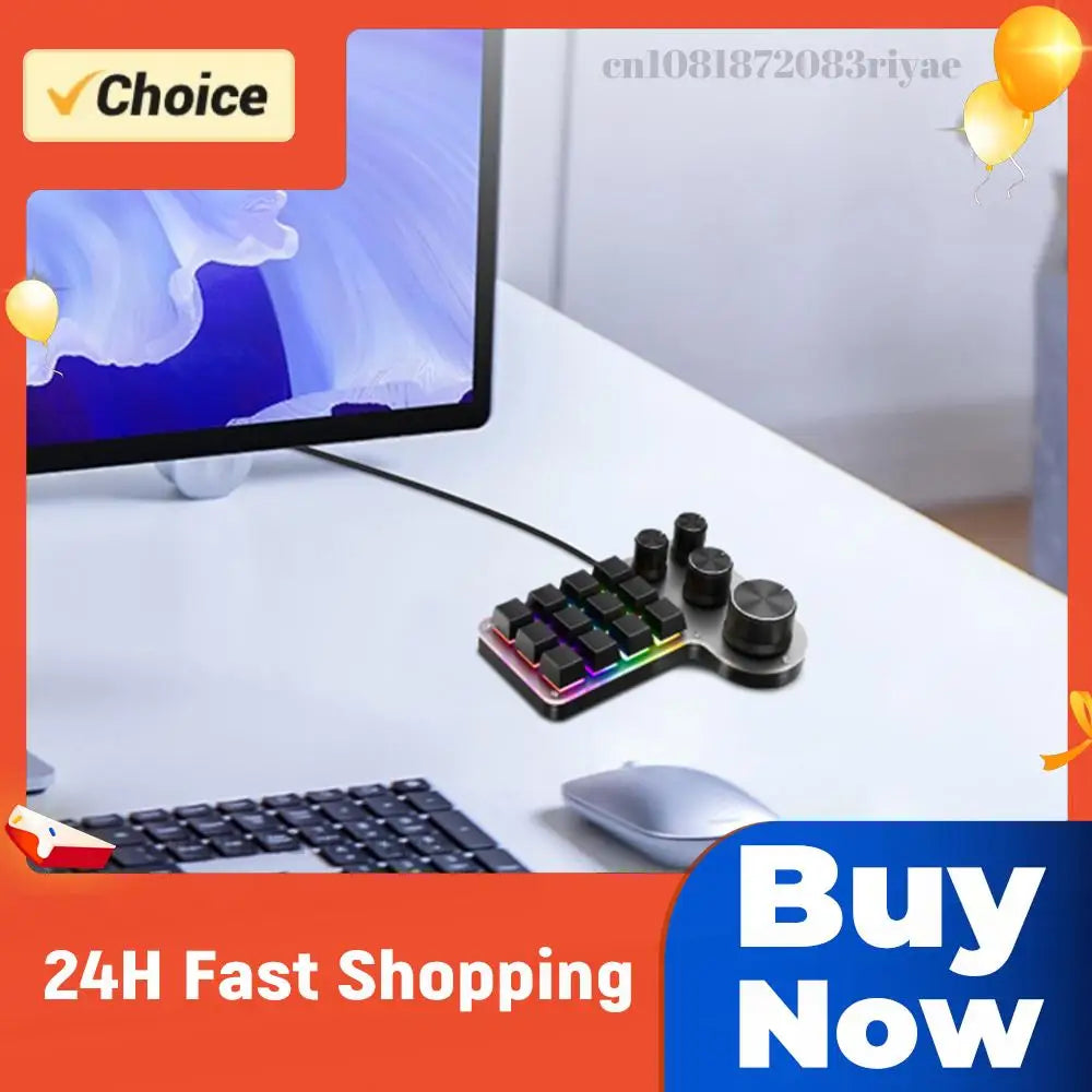 12 Keys 4 Knobs Programming Macro Keyboard Red Switch USB Wired