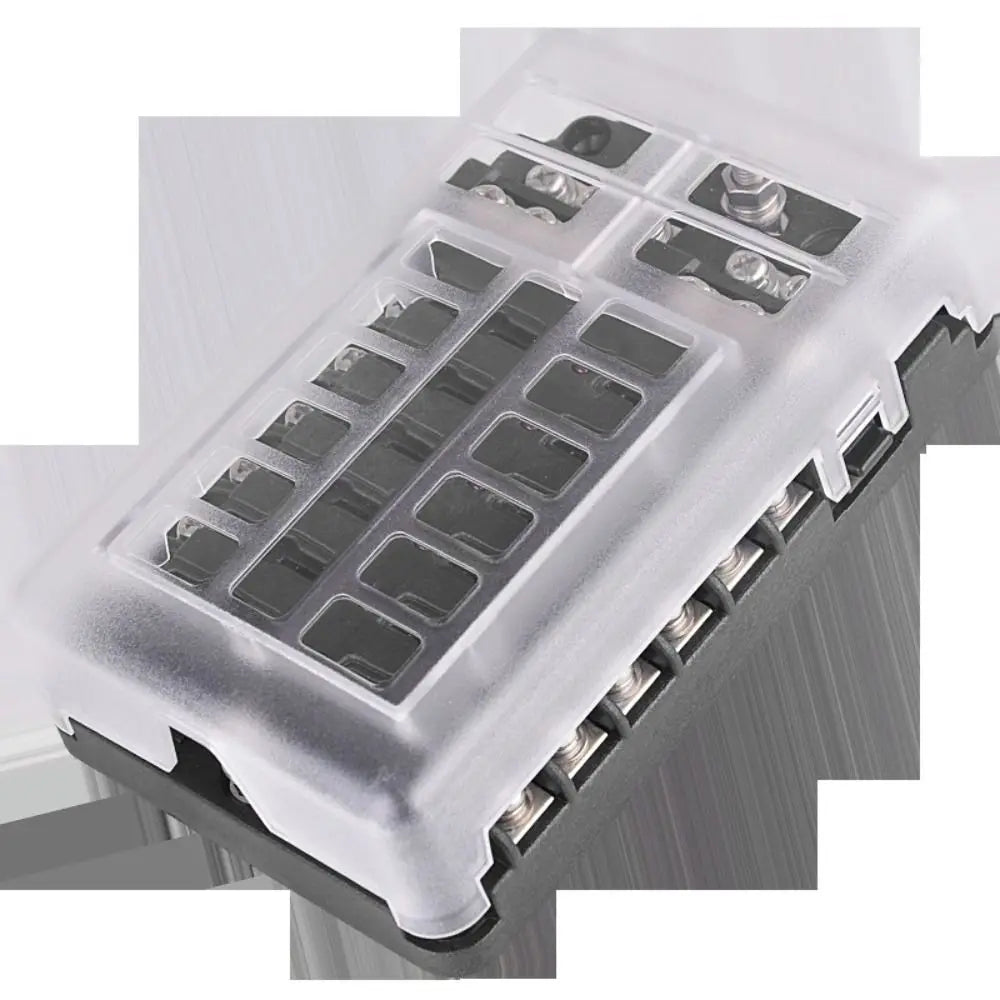 Waterproof Protection Fuse Box Holder LED Indicator 12-Way Circuit Fuse Block Negative Terminal Blade Fused Circuit Indicator Zpaxo