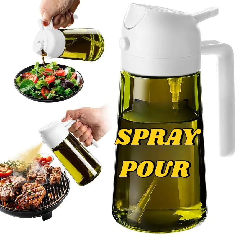 2 in 1 Dark Olive Oil Sprayer and Dispenser Black Lightproof Oil Spray Bottle for Cooking Salad BBQ Kitchen Barbecue Tools Zpaxo WHITE
