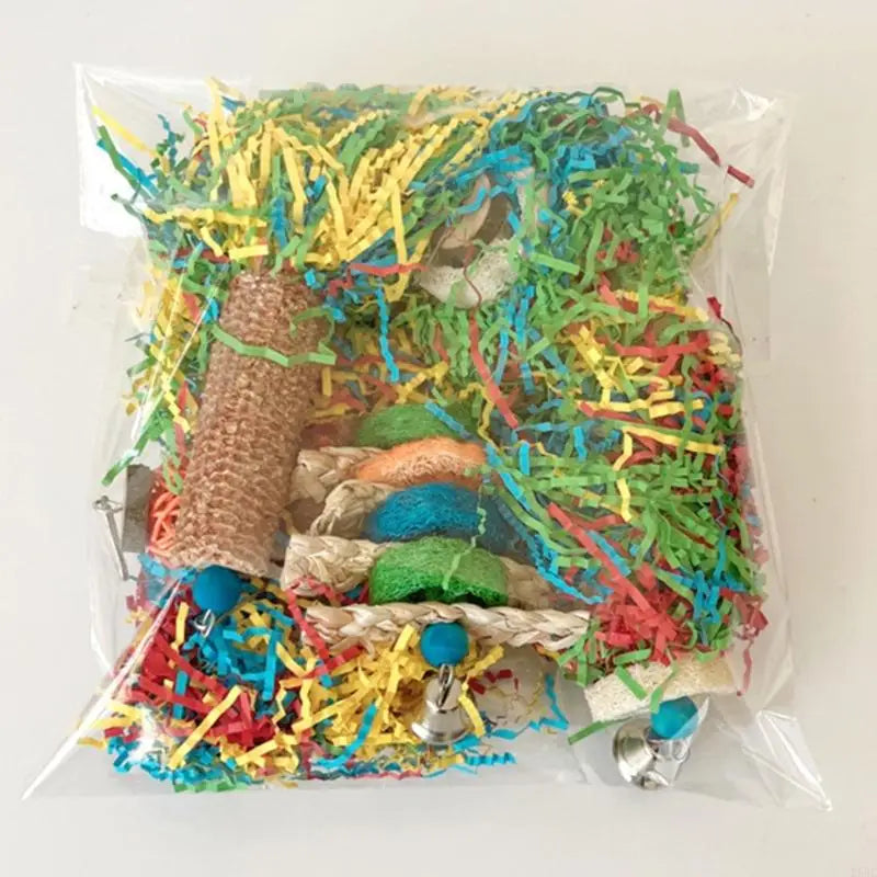 Interactive Bird Toy Natural Chew Colorful Paper Shredding Parrot