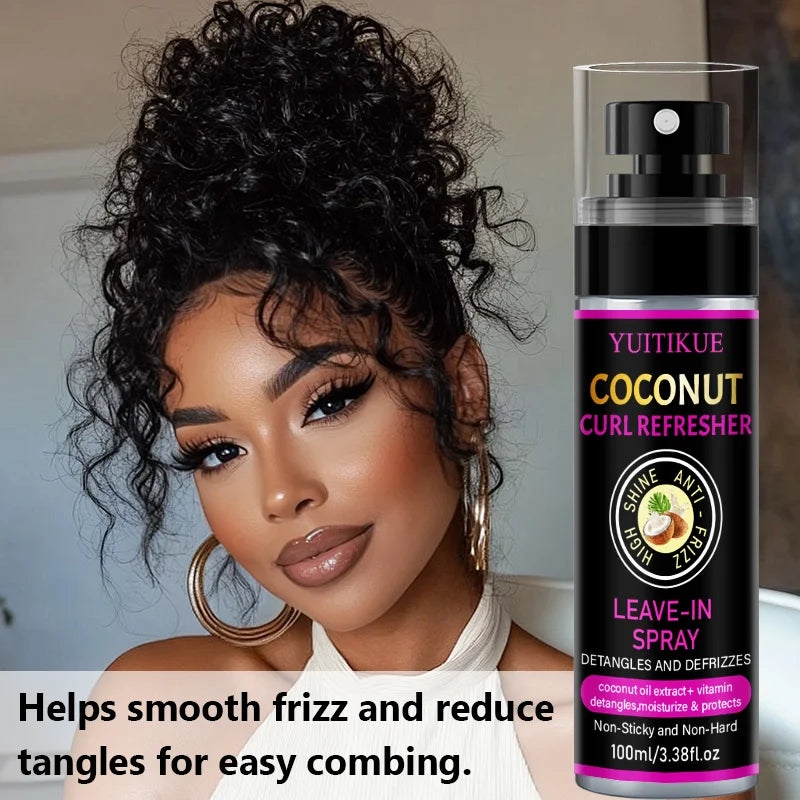 YUITIKUE Coconut Curl Refresher Spray | Leave-In Detangler Curl Refresher Spray Zpaxo