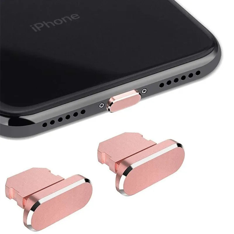 2-10PCS Aluminum Alloy Anti Dust Plug for IPhone 14 13 12 11 Pro Max 8 Plus IPad AirPods Apple Series Lightning 8-pin Port Cover Zpaxo Rose Gold 6PCS