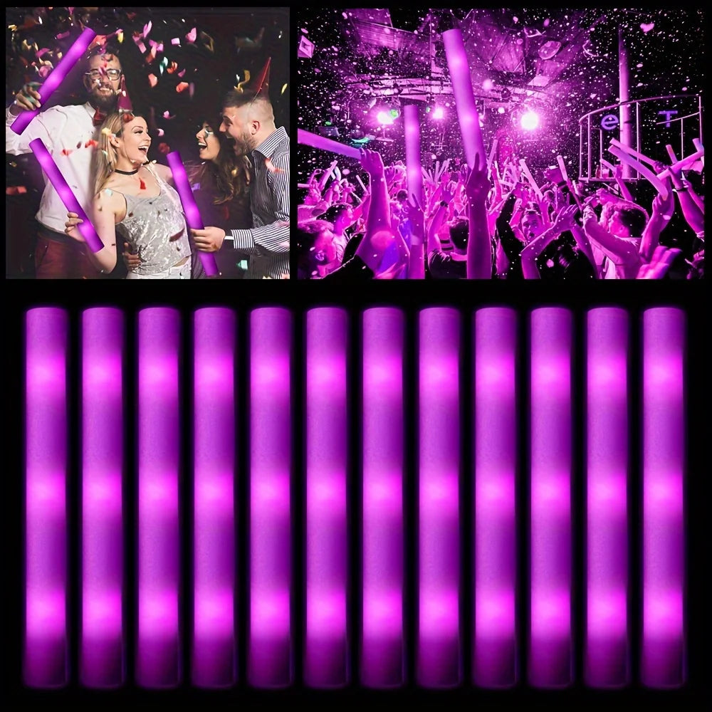 Pink LED Foam Stick Sponge Light Up Baton Wands Cheer Tube Glow Dark