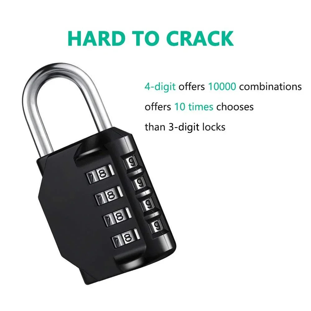Combination Lock Resettable 4 Digit Padlock Waterproof Heavy Duty