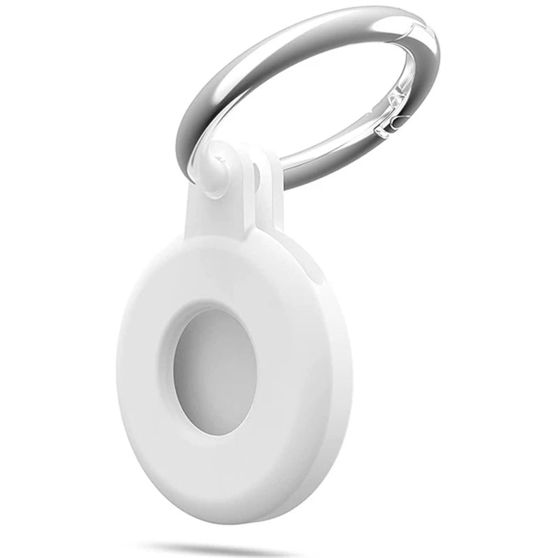 Waterproof Silicone Case For AirTag Tracker Protective Cover With Keychain Ring Locator Anti-Scratch Shell Accessories Key Ring Zpaxo White