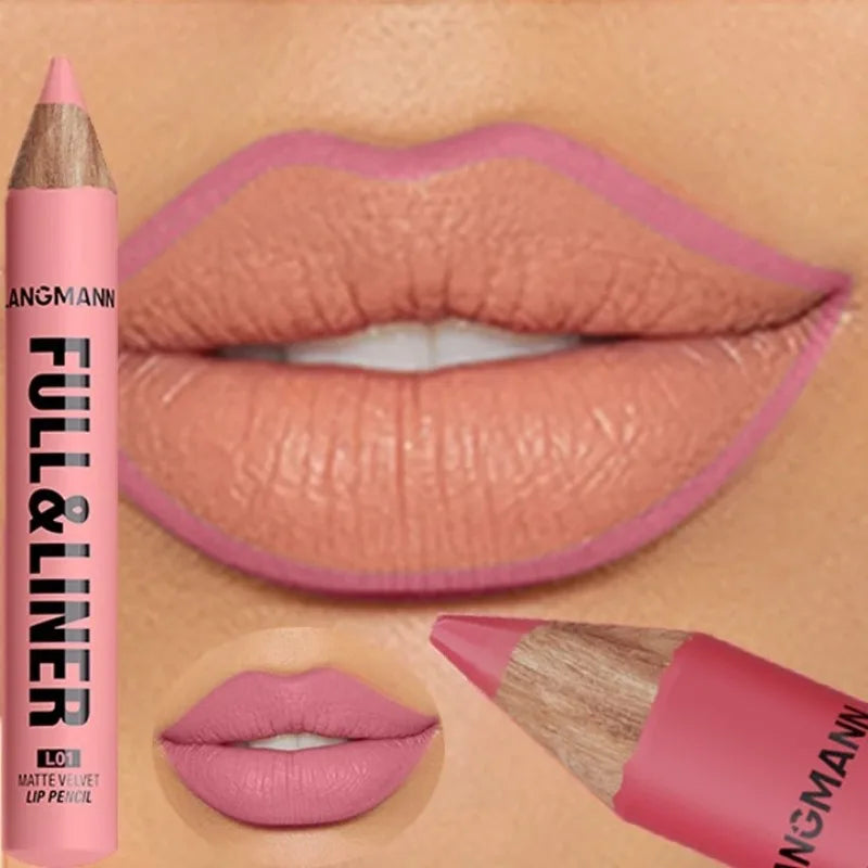 Matte Lip Liner Pencil Waterproof Long Lasting Velvet Brown Contour Zpaxo