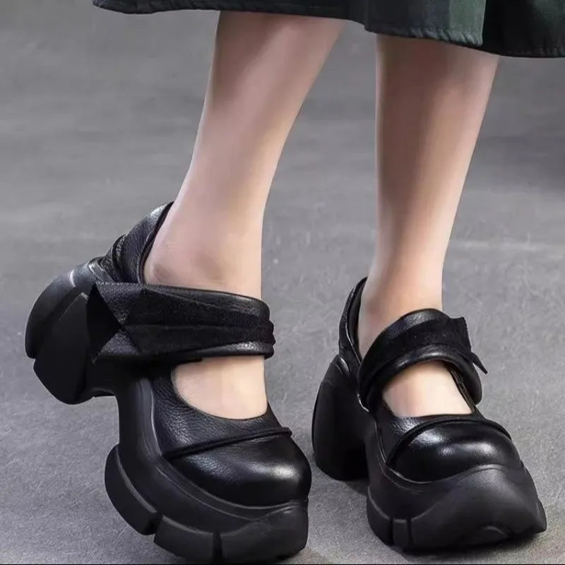 2025 New High Heel Women's Sandals Lace-up Platform Shoes Casual Fashion Women's Shoes High Heels Mary Jane Shoes Zpaxo black 35