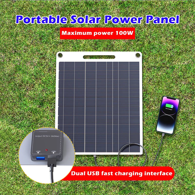 Durable Waterproof 100W Flexible Solar Panel Dual USB Ports Designed Zpaxo