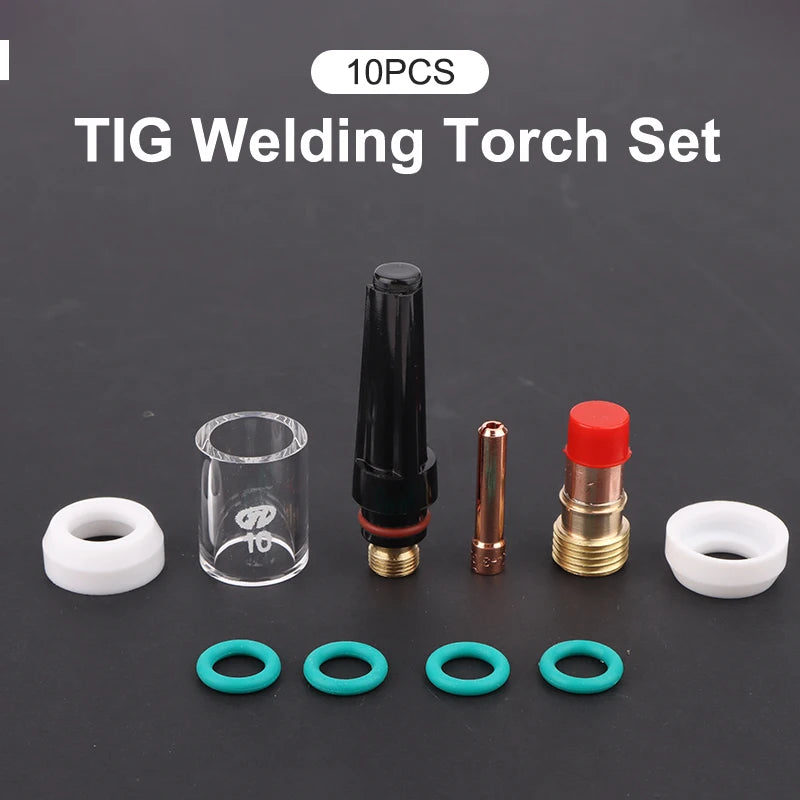 10Pcs Welding Nozzles Kit Pyrex Glass Cup Kit TIG Welding Torch Set For WP-17/18/26 Welding Torch Accessories Soldering Supplies Zpaxo