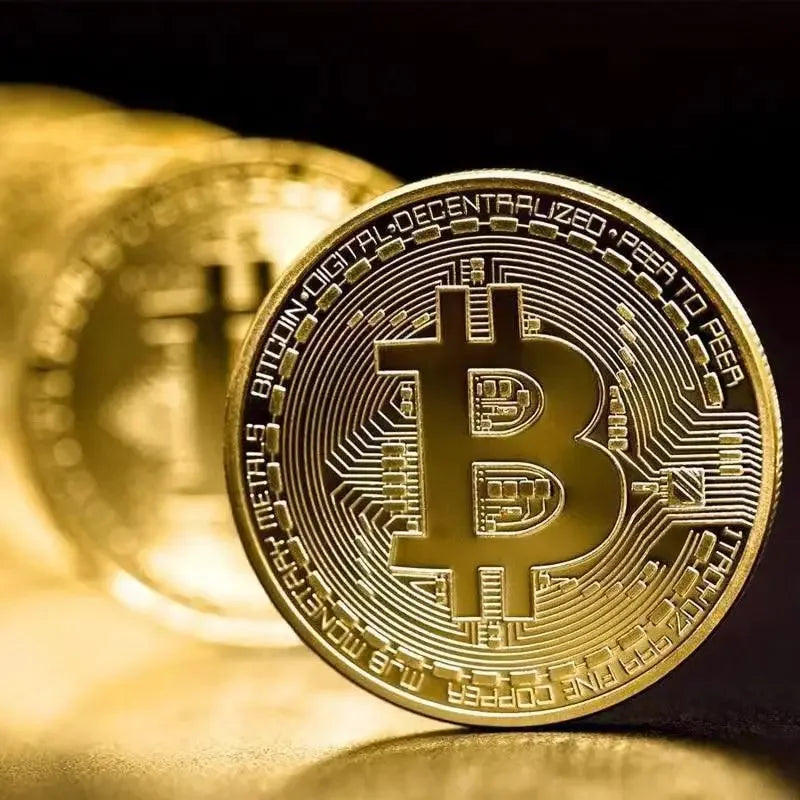 1/5pcsGold Plated Bitcoin Coin Collectible Casascius Bit BTC Art Collection Gift Physical Commemorative Metal Antique Imitation Zpaxo