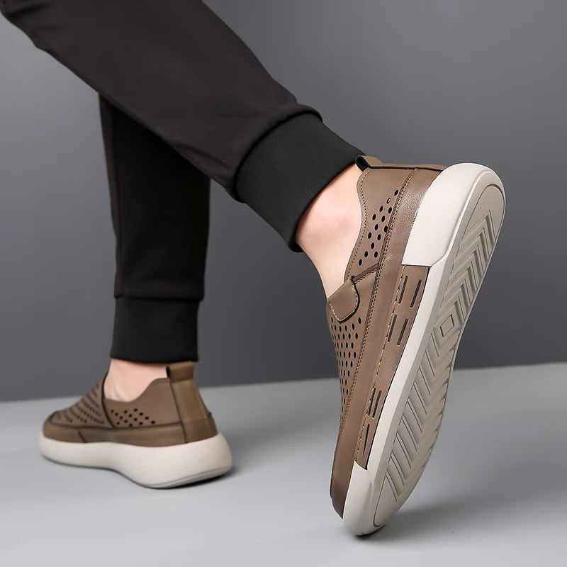 Summer Men Sandals Leather Mens Casual Shoes Outdoor Beach Roman Zpaxo