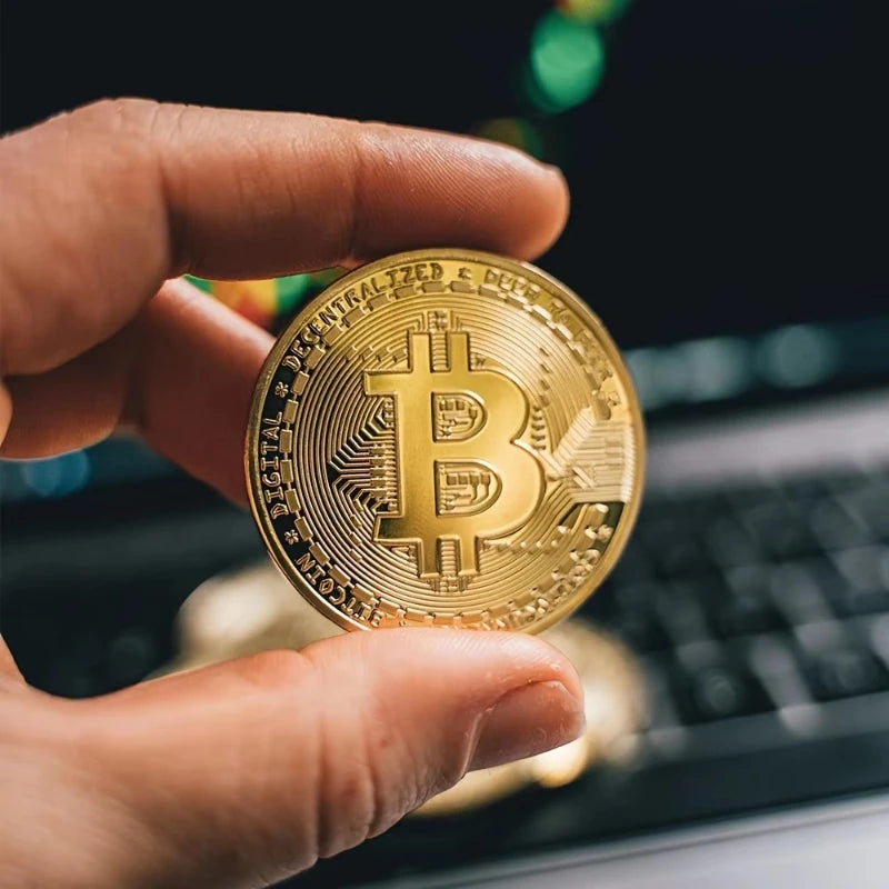Gold Plated Bitcoin Coin – Collectible Crypto Metal Gift