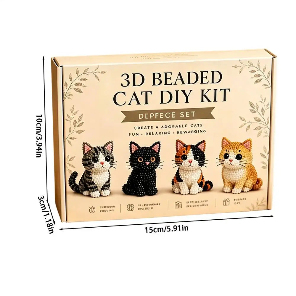 DIY Animal Beading Kit Cute Beginner-Friendly 3D Cat Funny Animal Beadwork Kit for Desk Decorations Bookshelf Decor Party Favors Zpaxo A