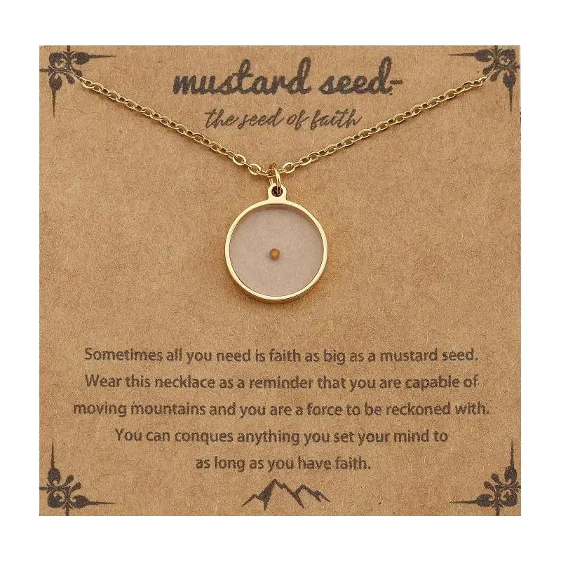 Christian Mustard Seed Gold Stainless Steel Pendant Faith Silver Chain Zpaxo A9
