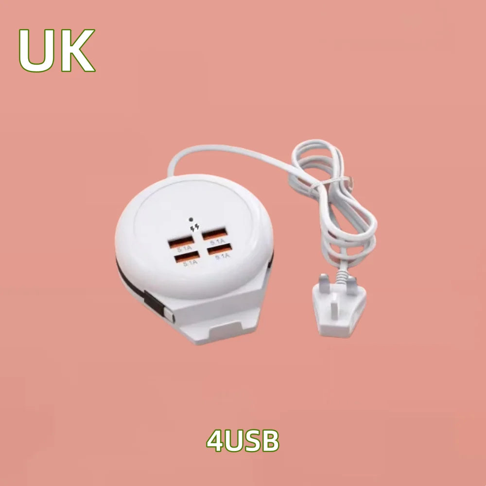 4-in-1 Fast Charger Power Strip – UK/US/EU Plugs, USB-C PD Travel Power Strip Zpaxo UK 4USB