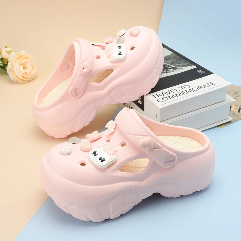 2024 Sandals DIY Cute Cartoon Clogs Women Mules Platform Beach