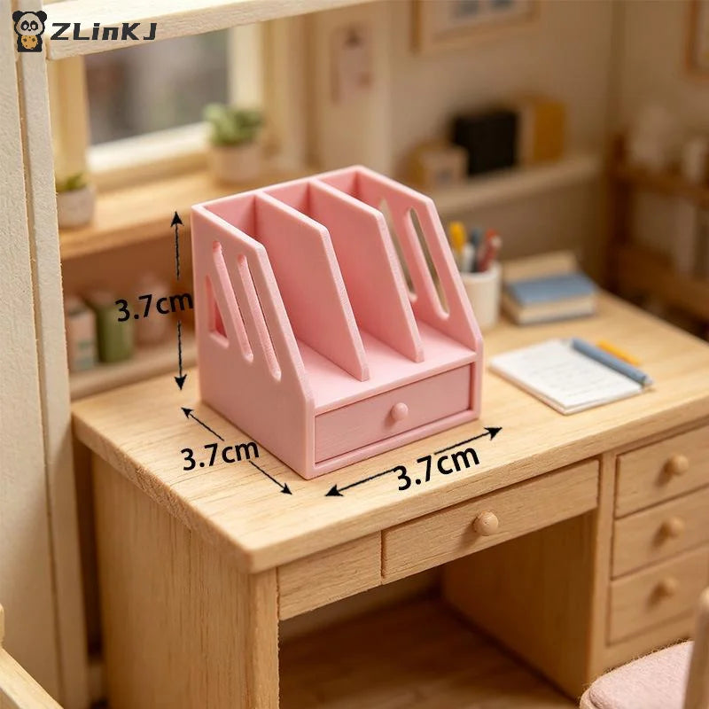 Miniature Desktop Storage File Basket 1 12 Dollhouse Mini Cabinet Zpaxo