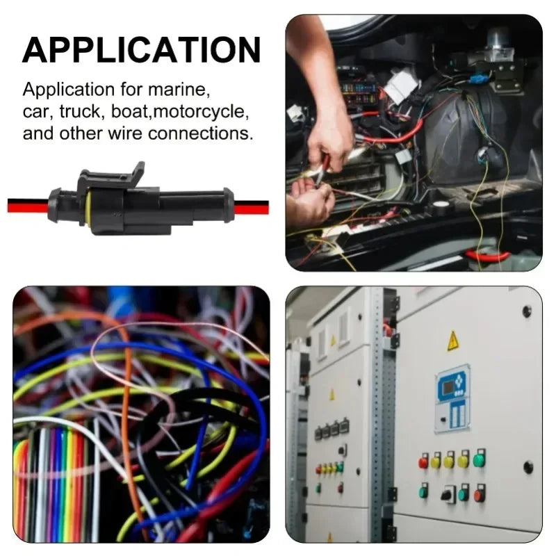 10pcs/5sets 2 Pin Way Connector Waterproof Connectors Male & Female Way 16 AWG Wire for Car Truck Boat Electrical Connector Zpaxo