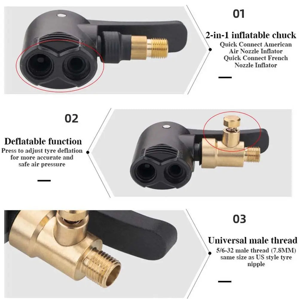 Durable Brass Auto Parts Car Tire Air Chuck Inflatable Pump Valve Connector Tyre Inflator Clip Tyre Valve Adapter Zpaxo