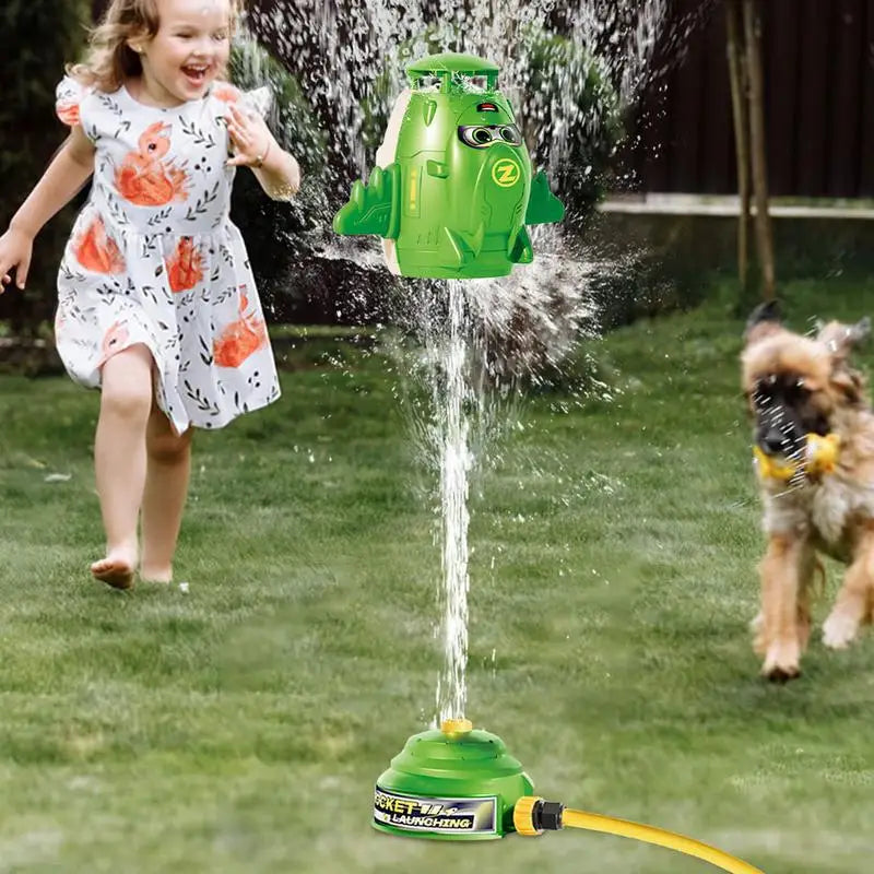Space Rocket Sprinkler Cute Yard Outside 360 Rotating Shape Zpaxo