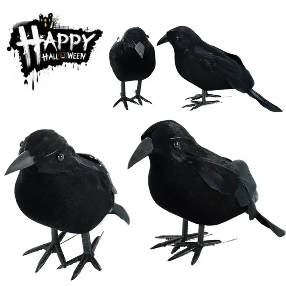 Realistic Black Crow Decoy Model Halloween Decor Outdoor Pest Control Zpaxo