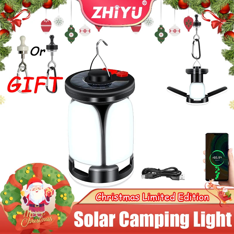 Solar LED Camping Lantern 1000LM – USB Rechargeable Power Bank