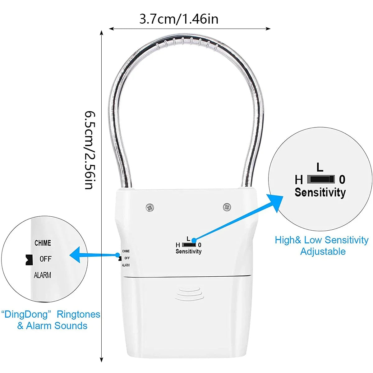 Smart Door Handle Alarm 110dB Security Adjustable Settings Portable Zpaxo