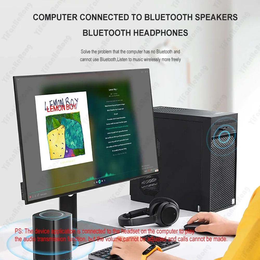 for PS5 PS4 TV Computer Bluetooth-compatible Headset Wireless Audio Transmitter BT5.3 Audio Adapter Driver-free/Plug and Play Zpaxo