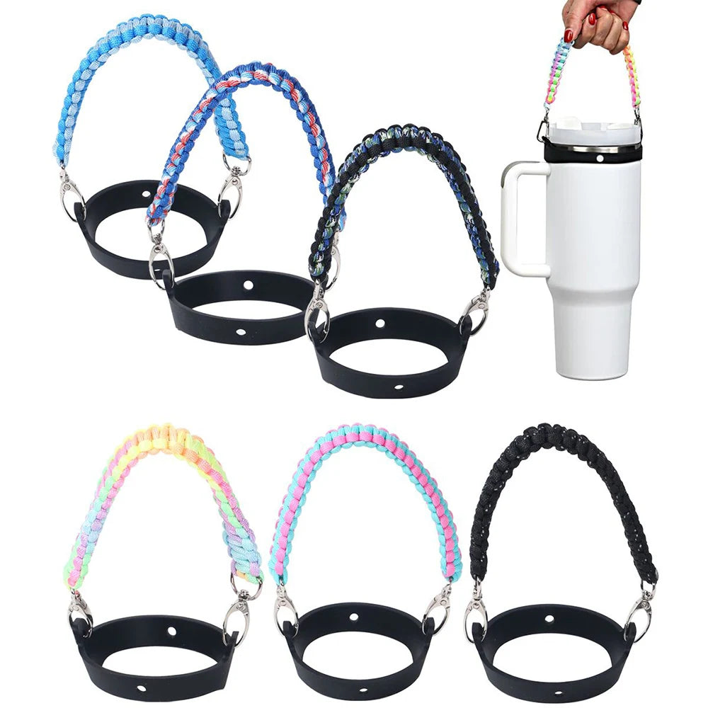 Water Bottle Handle with Strap Woven Rope Handle Compatible with Stanley Water Bottle Fits Most 8-40oz Bottles Cups for Outdoor Zpaxo