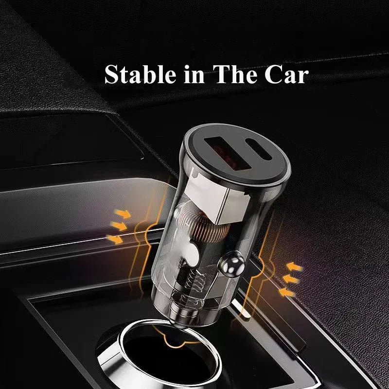UYUXIO 1 Transparent USB C Car Phone Charger Adapter PD 90W Fast