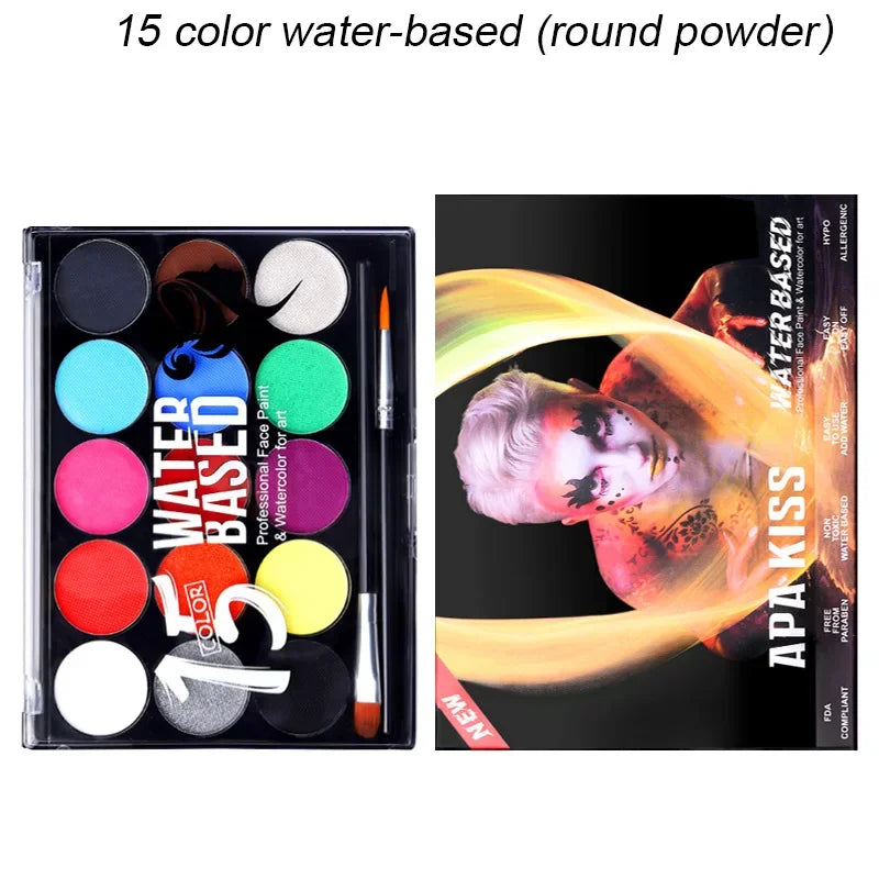 20 Colors Face Body Oil Painting Paint Pigment Non Toxic Safe Kids Zpaxo 03-15Color Water