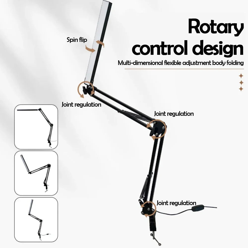 Eye-Caring LED Folding Metal Desk Lamp 3 Colors Adjustable 10 Brightness Levels Flexible Rotating Lamp Head for Home Reading PC Zpaxo