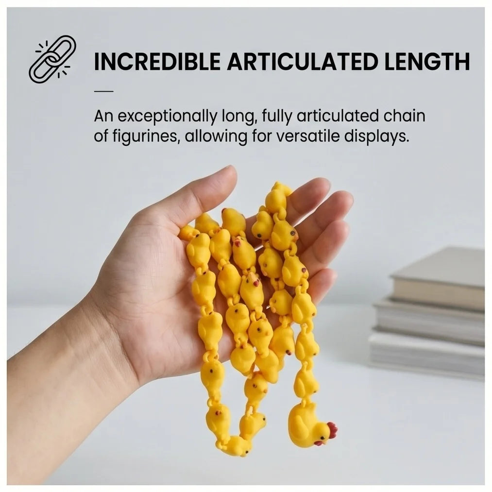 Funny Articulated Hen Chicks Chain 3D Printed Fidget Sensory Desk