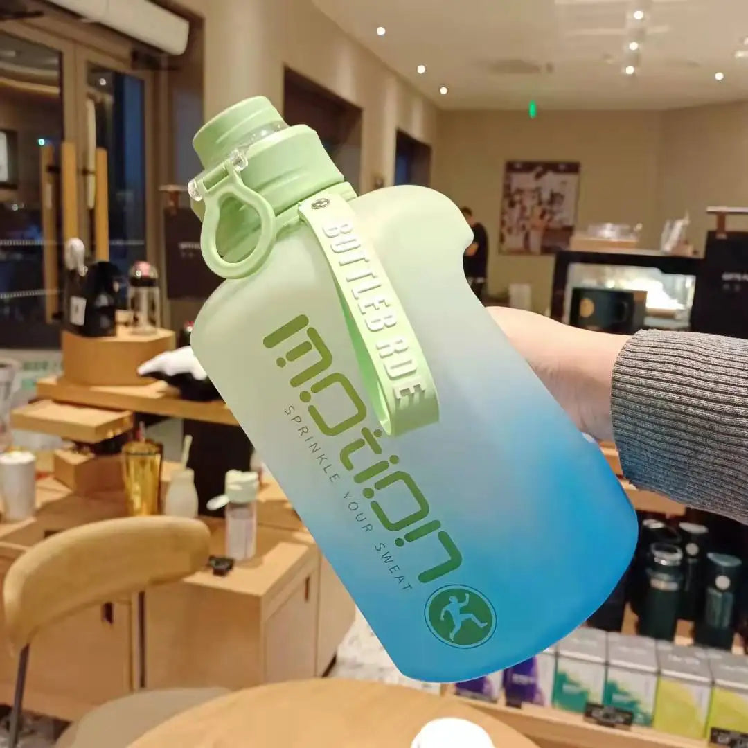 2 4 Liter Sports Water Bottle Straw Large Capacity Fitness Scale Zpaxo Gradually green 2.4L