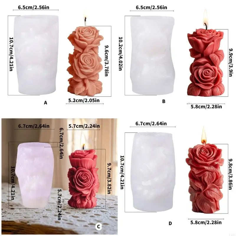Embossed Rose Flower Cylinder Silicone Molds Epoxy Resin Making Soap