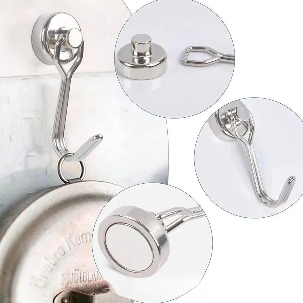 Heavy-duty Magnetic Hooks Multi-purpose Round Hanger Door Fridge No