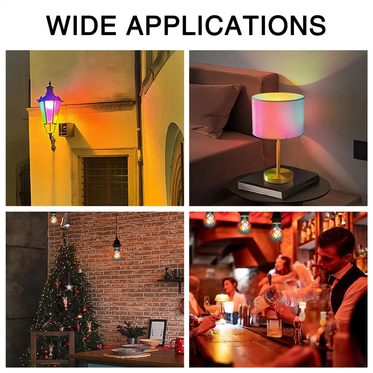 Stained Glass LED Light Bulb E26 4W 120V Vintage Edison Halloween Zpaxo