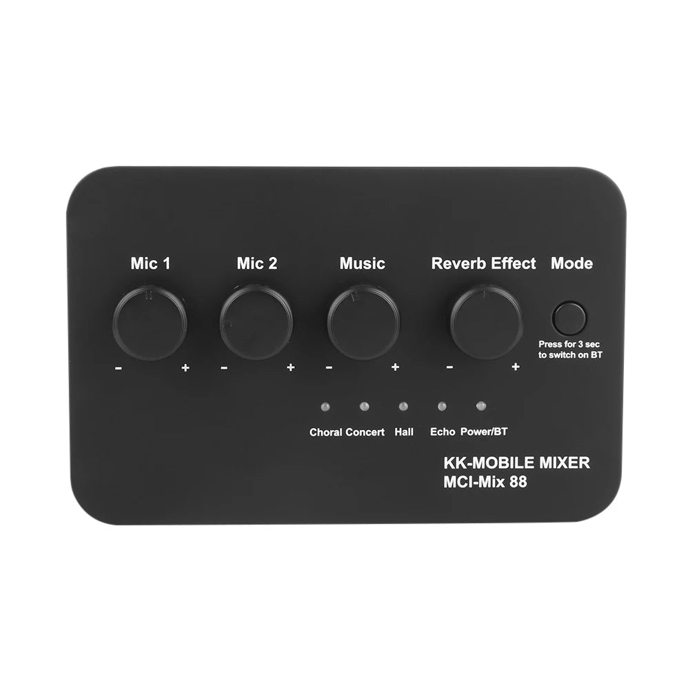 Portable Karaoke Microphone Mixer AUX IN/OUT BT Connection Dual Mic Inputs Digital Audio Mixer for DJ Sound Home Party & Theater Zpaxo black