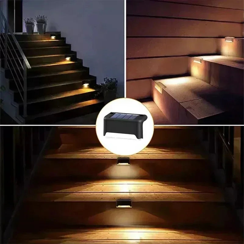 4 Solar LED Lights Outdoor Garden Light Deck Lamp Stairs Waterproof Zpaxo Black warm 8PCS