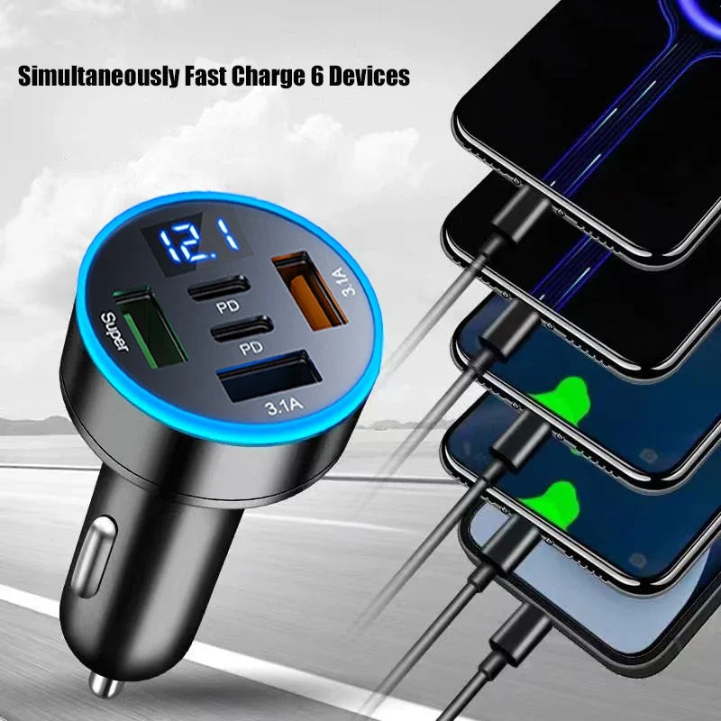 UYUXIO 1 USB Car Phone Charger Adapter Voltage Display Dual PD Port